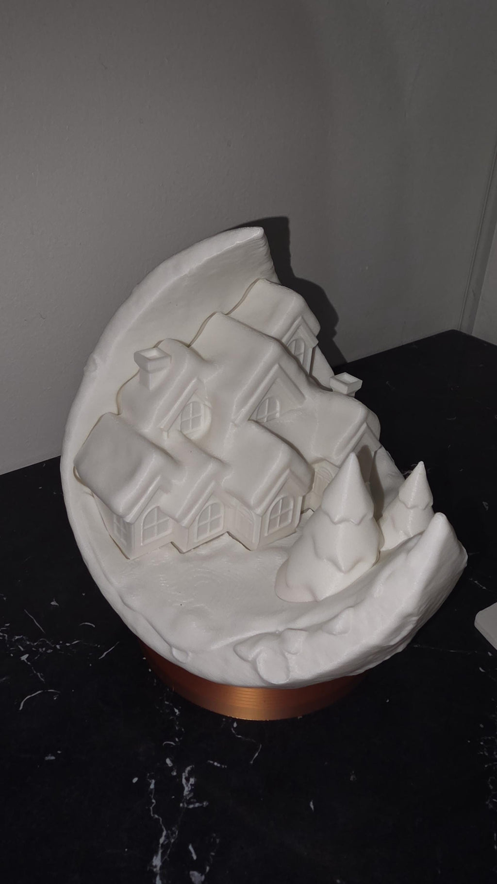 3D Printed Winter Village Scene Snowy Holiday Decor Cozy Christmas Gift Tabletop Display