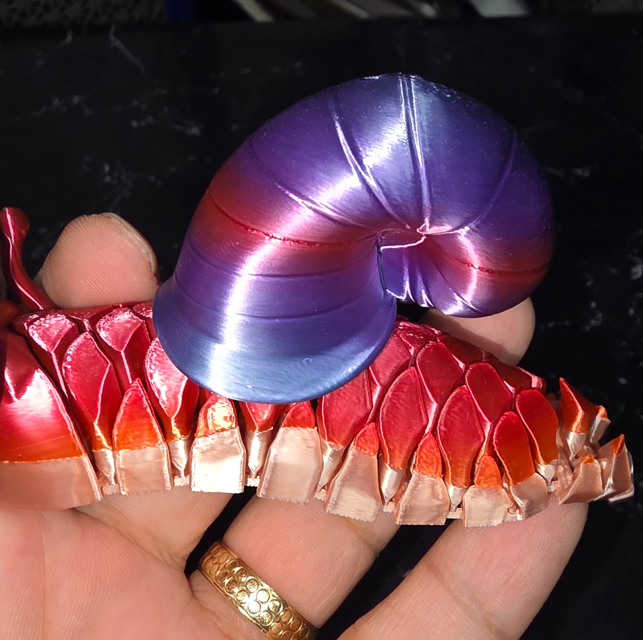Articulated Rainbow Snail Keychain