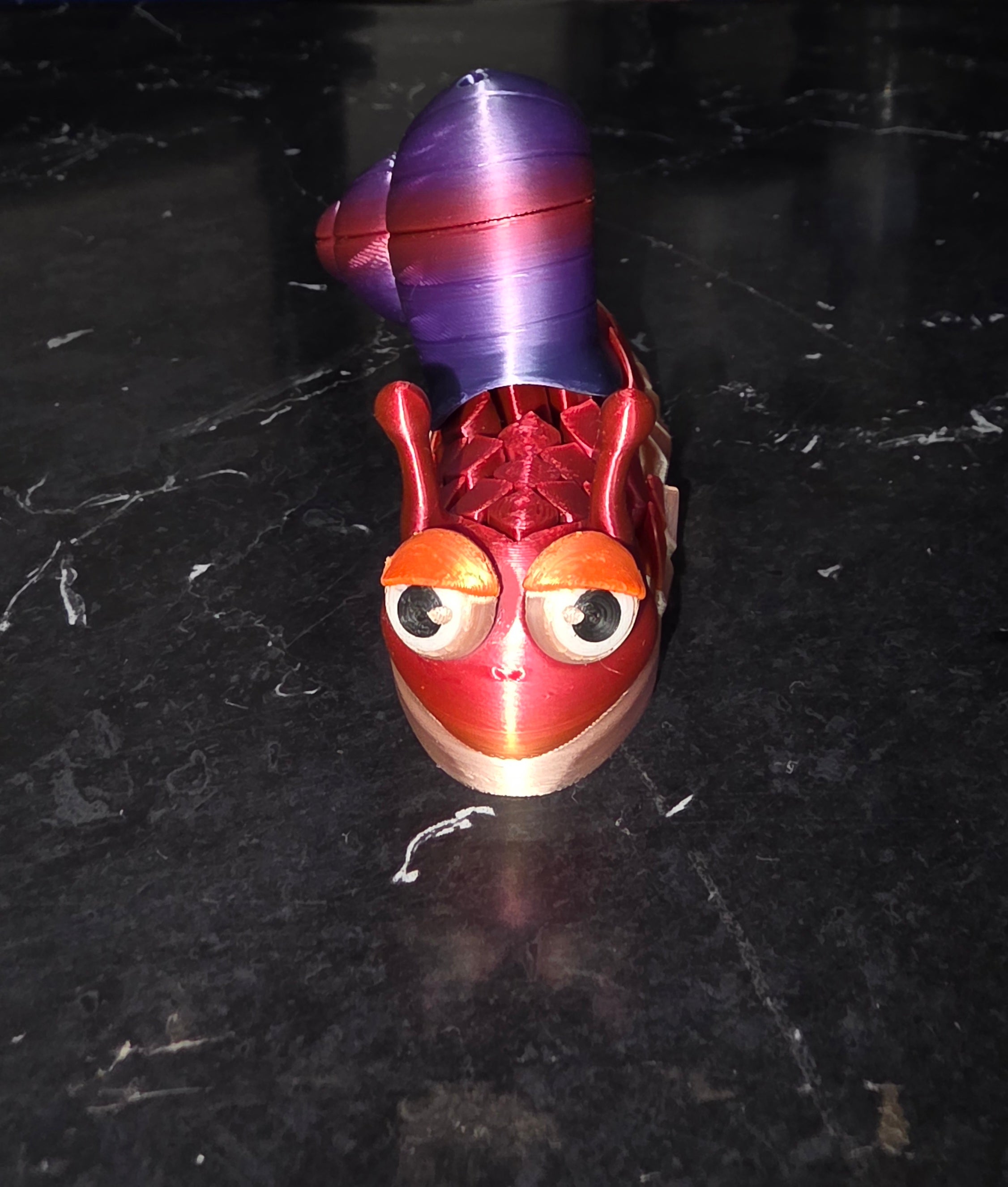 Articulated Rainbow Snail Keychain