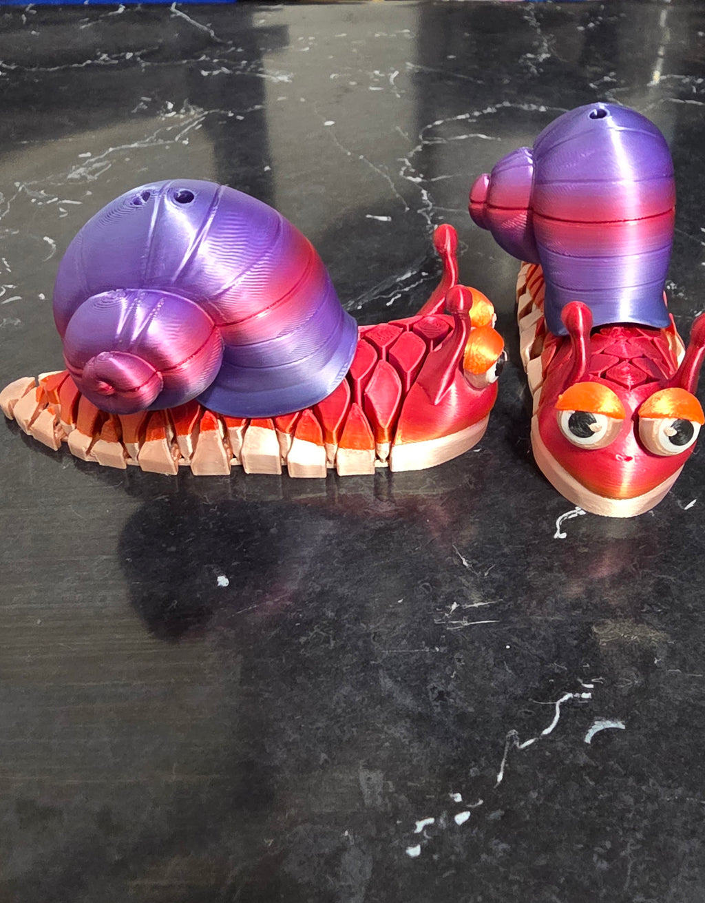 Articulated Rainbow Snail Keychain