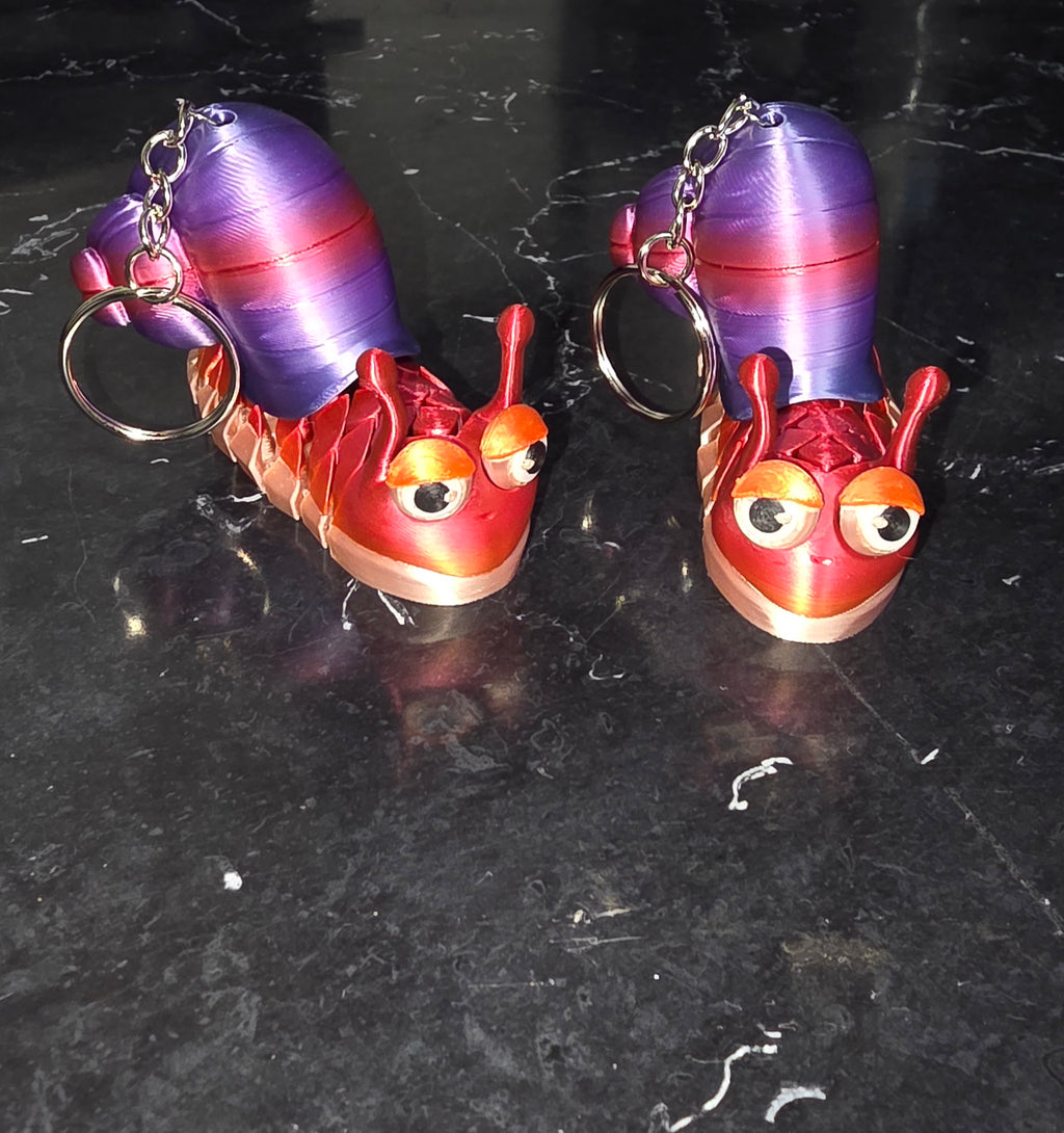 Articulated Rainbow Snail Keychain