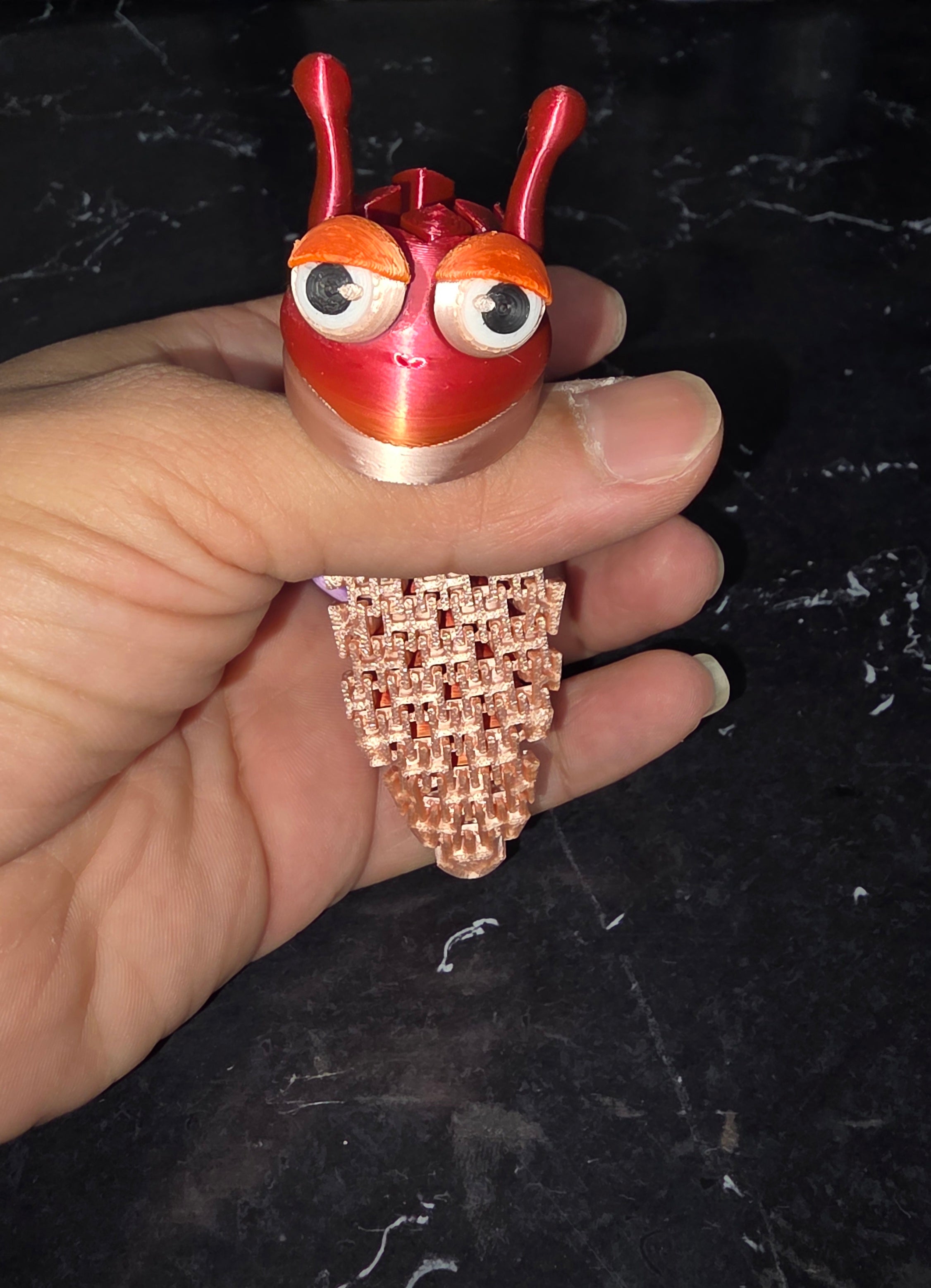 Articulated Rainbow Snail Keychain