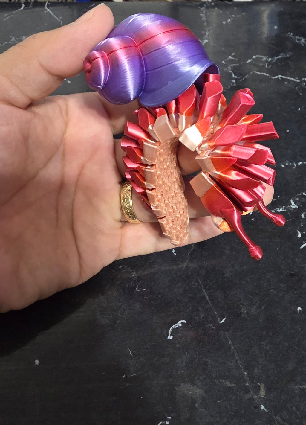 Articulated Rainbow Snail Keychain